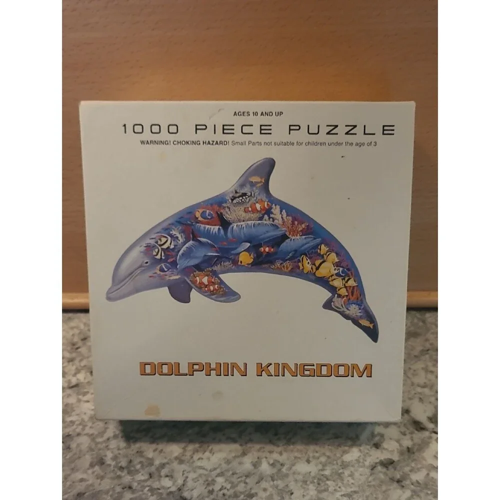 Dolphin-Shaped 1000-Piece Jigsaw Puzzle Not Tested USA Made Dolphin Kingdom
